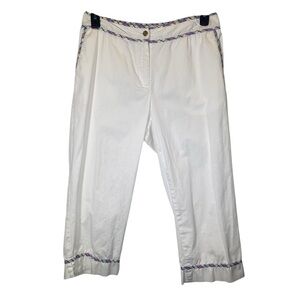 LIZGOLF by Liz Claiborne JACKIE White plaid accent trim cropped Pants Size 12